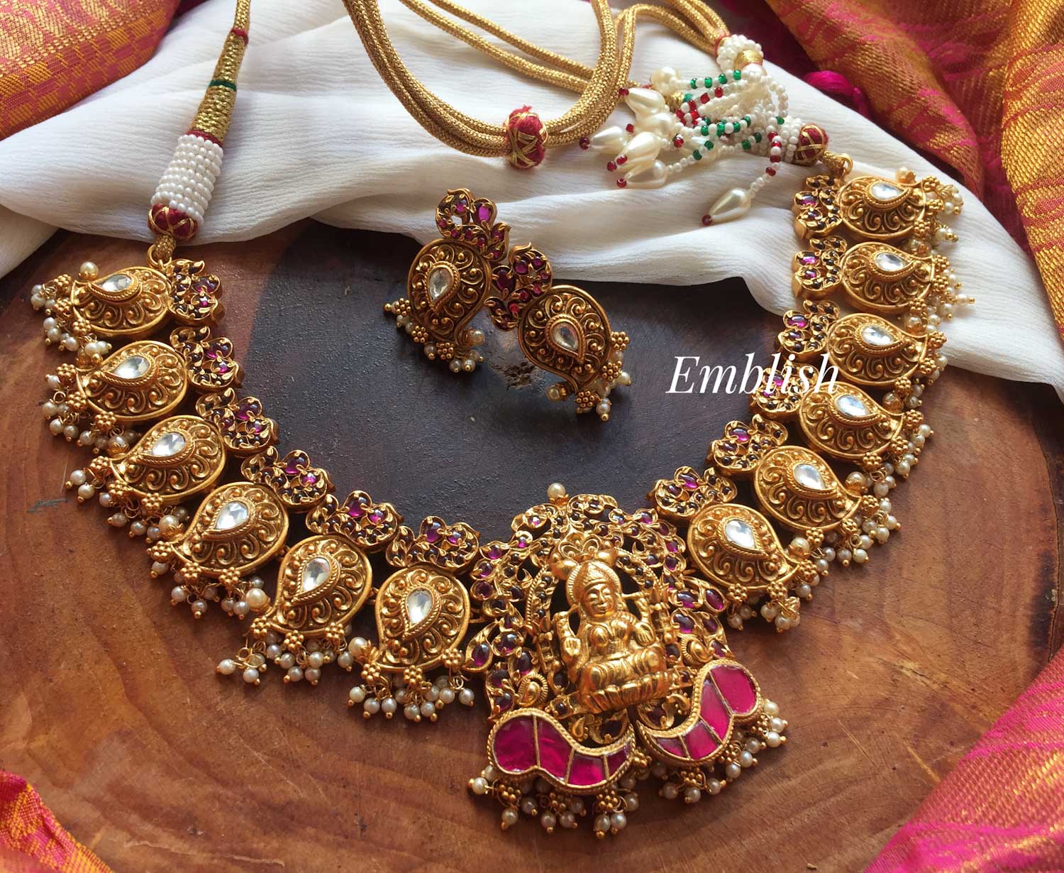 Kundan Mango intricate work Lakshmi neckpiece